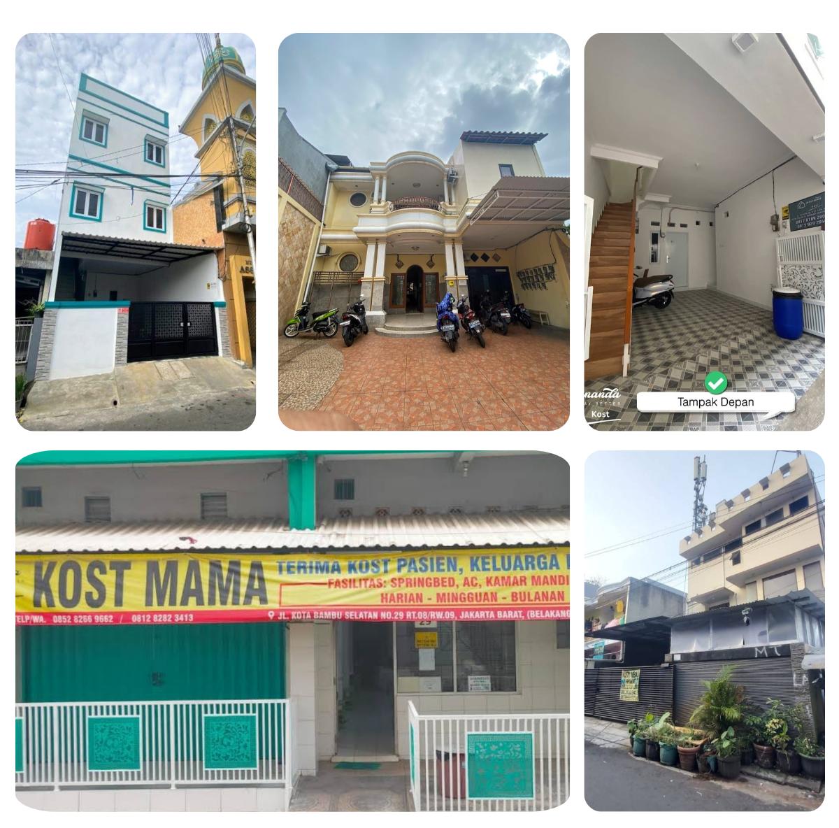 Bangunan Kost Ibu, Kost Bunda, Kost Kamboja 35A, Kost Ananda dan Kost Mama dari tampak depan